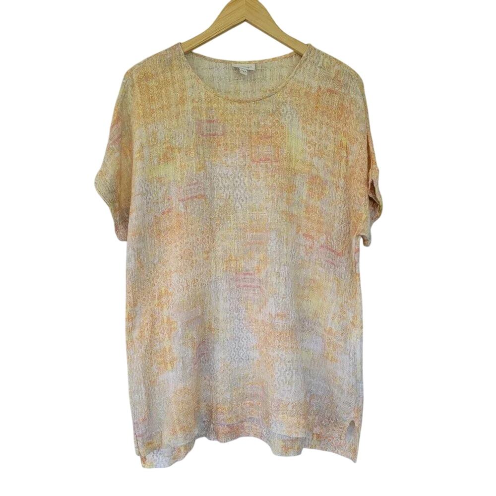 Pure Jill Tapestry Print Linen Tunic Cover Up Womens Size M Multicolor Pastel